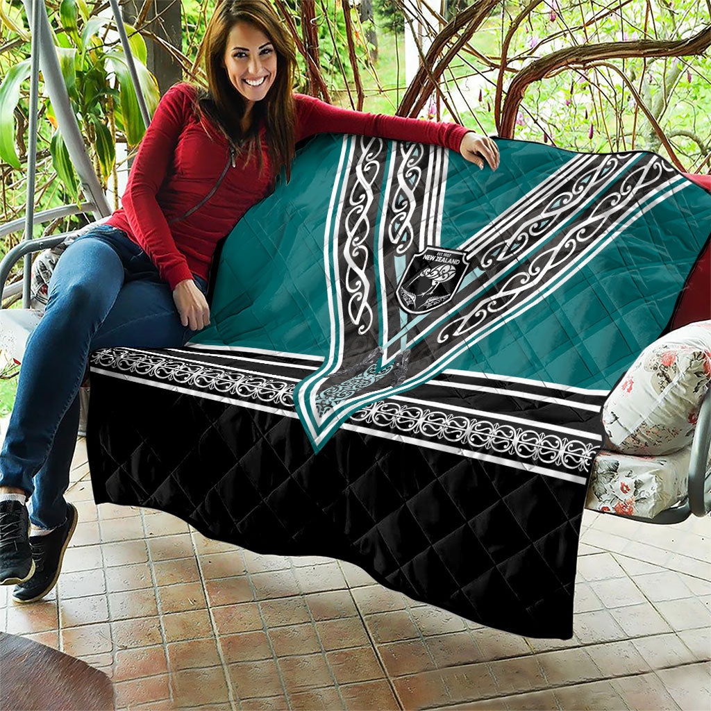 New Zealand Maori Rugby Quilt Aotearoa Koru Geometric - Oceanic Color