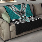 New Zealand Maori Rugby Quilt Aotearoa Koru Geometric - Oceanic Color