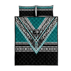 New Zealand Maori Rugby Quilt Bed Set Aotearoa Koru Geometric - Oceanic Color