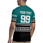 New Zealand Maori Rugby Custom Rugby Jersey Aotearoa Koru Geometric - Oceanic Color