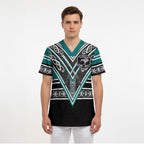New Zealand Maori Rugby Custom Scrub Top Aotearoa Koru Geometric - Oceanic Color