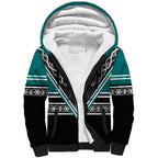New Zealand Maori Rugby Custom Sherpa Hoodie Aotearoa Koru Geometric - Oceanic Color