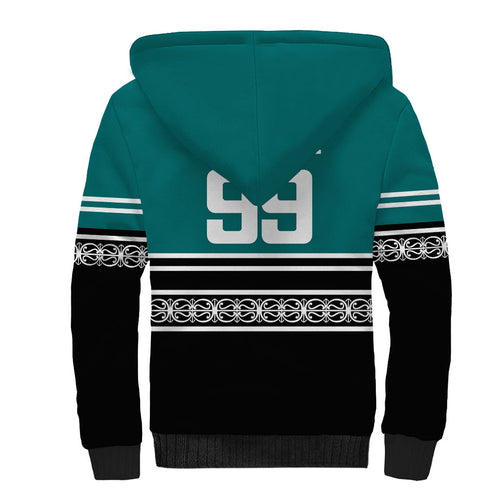 New Zealand Maori Rugby Custom Sherpa Hoodie Aotearoa Koru Geometric - Oceanic Color