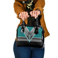 New Zealand Maori Rugby Shoulder Handbag Aotearoa Koru Geometric - Oceanic Color