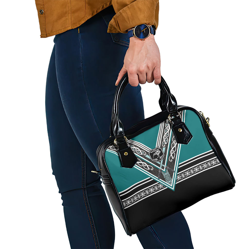 New Zealand Maori Rugby Shoulder Handbag Aotearoa Koru Geometric - Oceanic Color