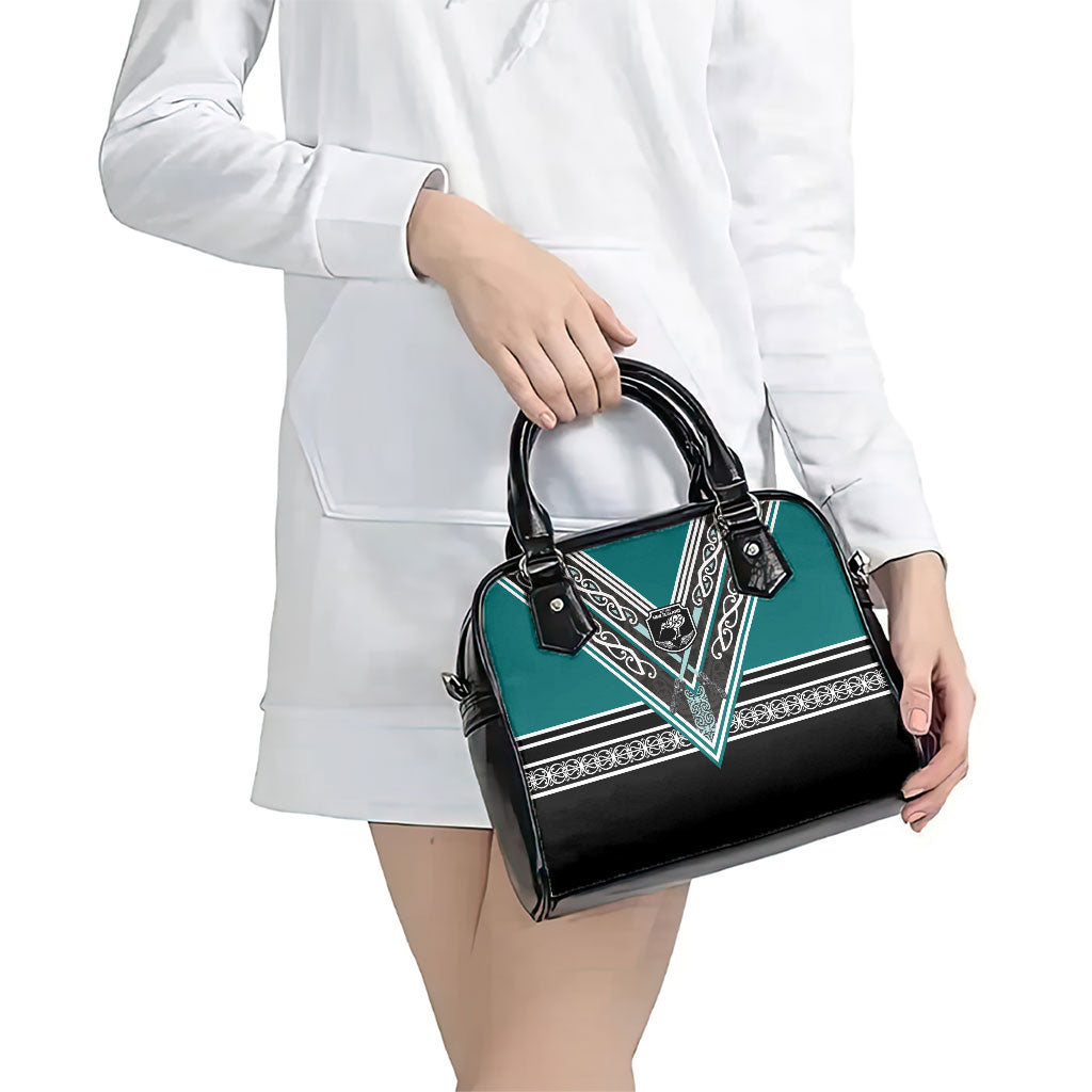 New Zealand Maori Rugby Shoulder Handbag Aotearoa Koru Geometric - Oceanic Color