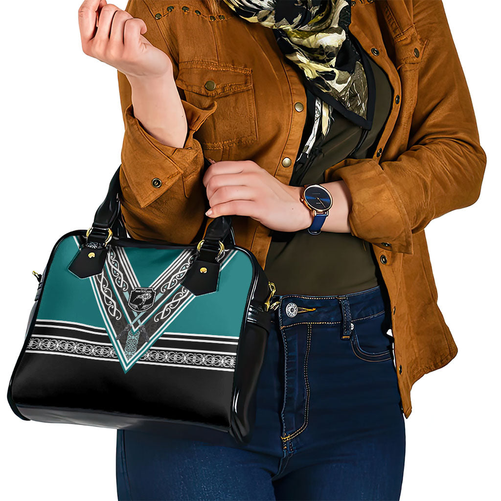New Zealand Maori Rugby Shoulder Handbag Aotearoa Koru Geometric - Oceanic Color