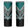 New Zealand Maori Rugby Skinny Tumbler Aotearoa Koru Geometric - Oceanic Color