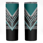 New Zealand Maori Rugby Skinny Tumbler Aotearoa Koru Geometric - Oceanic Color
