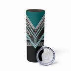 New Zealand Maori Rugby Skinny Tumbler Aotearoa Koru Geometric - Oceanic Color