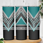 New Zealand Maori Rugby Skinny Tumbler Aotearoa Koru Geometric - Oceanic Color