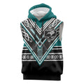 New Zealand Maori Rugby Custom Sleeveless Hoodie Aotearoa Koru Geometric - Oceanic Color