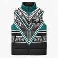 New Zealand Maori Rugby Custom Sleeveless Puffer Jacket Aotearoa Koru Geometric - Oceanic Color