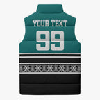 New Zealand Maori Rugby Custom Sleeveless Puffer Jacket Aotearoa Koru Geometric - Oceanic Color