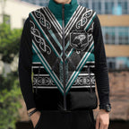 New Zealand Maori Rugby Custom Sleeveless Puffer Jacket Aotearoa Koru Geometric - Oceanic Color