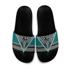 New Zealand Maori Rugby Slide Sandals Aotearoa Koru Geometric - Oceanic Color
