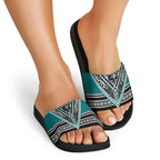 New Zealand Maori Rugby Slide Sandals Aotearoa Koru Geometric - Oceanic Color