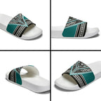 New Zealand Maori Rugby Slide Sandals Aotearoa Koru Geometric - Oceanic Color