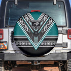 New Zealand Maori Rugby Spare Tire Cover Aotearoa Koru Geometric - Oceanic Color