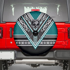 New Zealand Maori Rugby Spare Tire Cover Aotearoa Koru Geometric - Oceanic Color