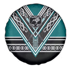 New Zealand Maori Rugby Spare Tire Cover Aotearoa Koru Geometric - Oceanic Color