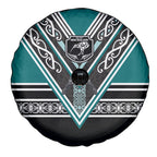 New Zealand Maori Rugby Spare Tire Cover Aotearoa Koru Geometric - Oceanic Color