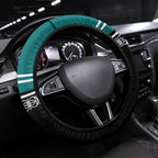 New Zealand Maori Rugby Steering Wheel Cover Aotearoa Koru Geometric - Oceanic Color