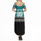 New Zealand Maori Rugby Custom Summer Maxi Dress Aotearoa Koru Geometric - Oceanic Color