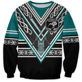 New Zealand Maori Rugby Custom Sweatshirt Aotearoa Koru Geometric - Oceanic Color