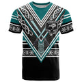 New Zealand Maori Rugby Custom T Shirt Aotearoa Koru Geometric - Oceanic Color