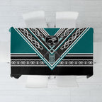New Zealand Maori Rugby Tablecloth Aotearoa Koru Geometric - Oceanic Color