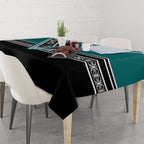 New Zealand Maori Rugby Tablecloth Aotearoa Koru Geometric - Oceanic Color