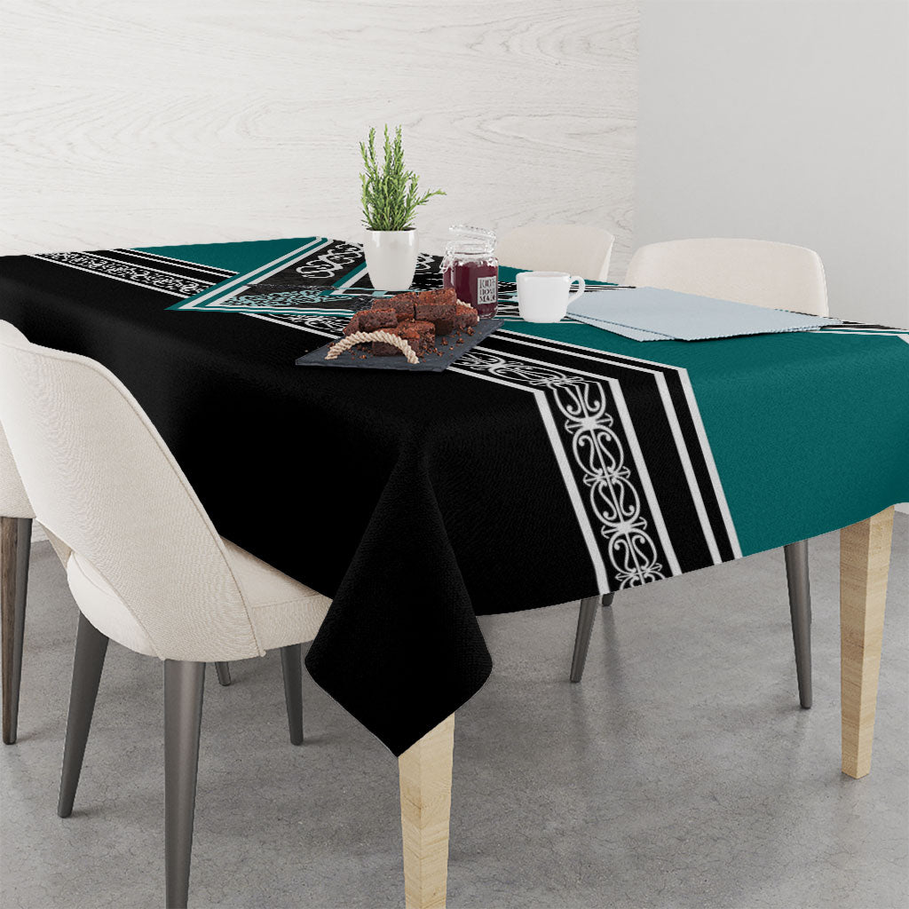 New Zealand Maori Rugby Tablecloth Aotearoa Koru Geometric - Oceanic Color