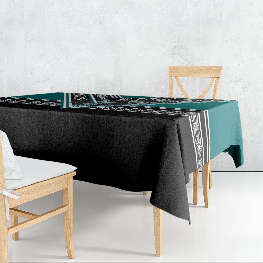 New Zealand Maori Rugby Tablecloth Aotearoa Koru Geometric - Oceanic Color