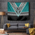 New Zealand Maori Rugby Tapestry Aotearoa Koru Geometric - Oceanic Color