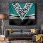 New Zealand Maori Rugby Tapestry Aotearoa Koru Geometric - Oceanic Color