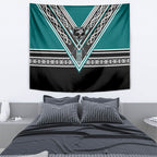New Zealand Maori Rugby Tapestry Aotearoa Koru Geometric - Oceanic Color