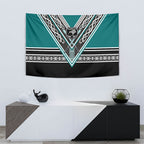 New Zealand Maori Rugby Tapestry Aotearoa Koru Geometric - Oceanic Color