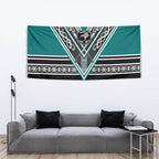 New Zealand Maori Rugby Tapestry Aotearoa Koru Geometric - Oceanic Color