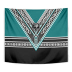 New Zealand Maori Rugby Tapestry Aotearoa Koru Geometric - Oceanic Color