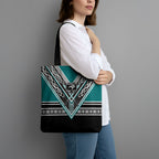 New Zealand Maori Rugby Tote Bag Aotearoa Koru Geometric - Oceanic Color