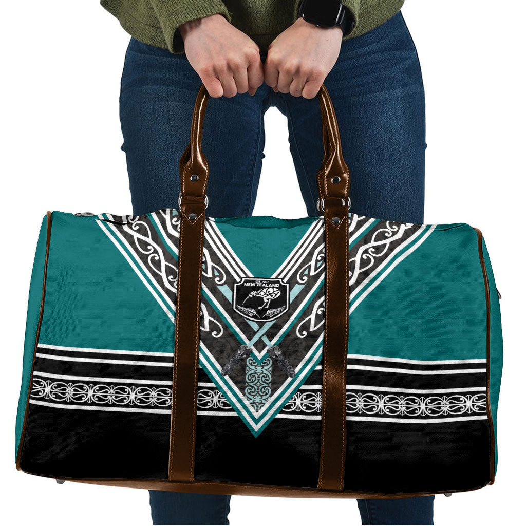 New Zealand Maori Rugby Travel Bag Aotearoa Koru Geometric - Oceanic Color