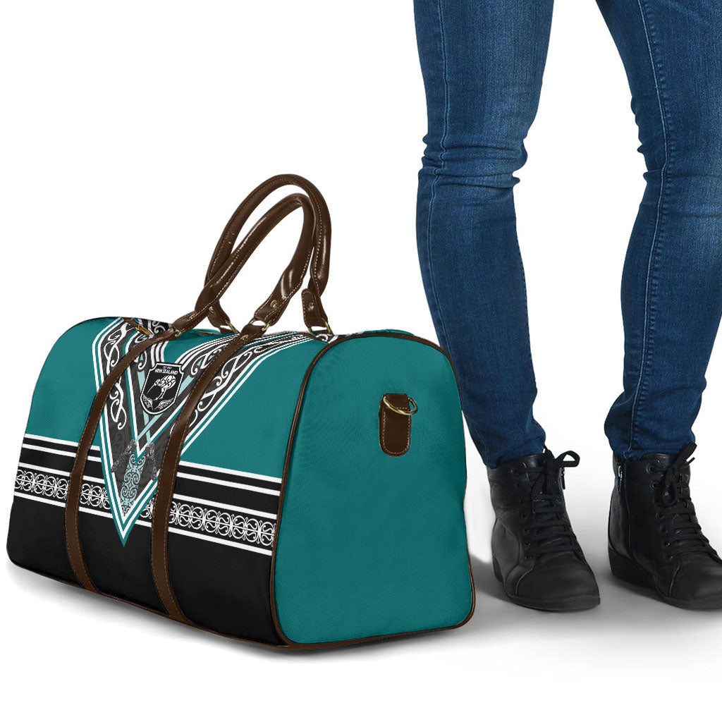 New Zealand Maori Rugby Travel Bag Aotearoa Koru Geometric - Oceanic Color