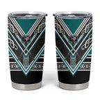 New Zealand Maori Rugby Tumbler Cup Aotearoa Koru Geometric - Oceanic Color