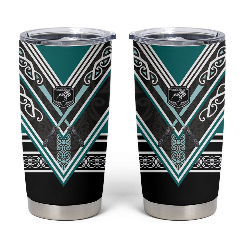 New Zealand Maori Rugby Tumbler Cup Aotearoa Koru Geometric - Oceanic Color