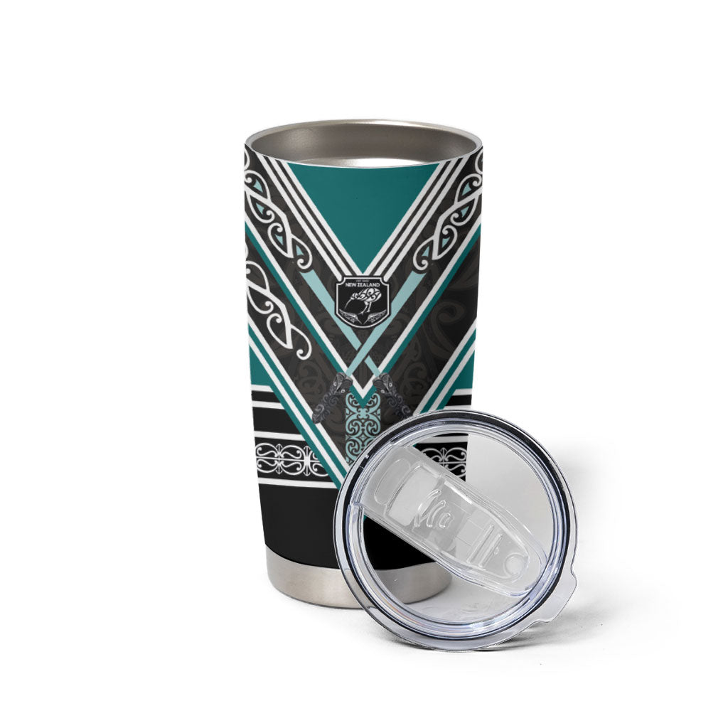 New Zealand Maori Rugby Tumbler Cup Aotearoa Koru Geometric - Oceanic Color