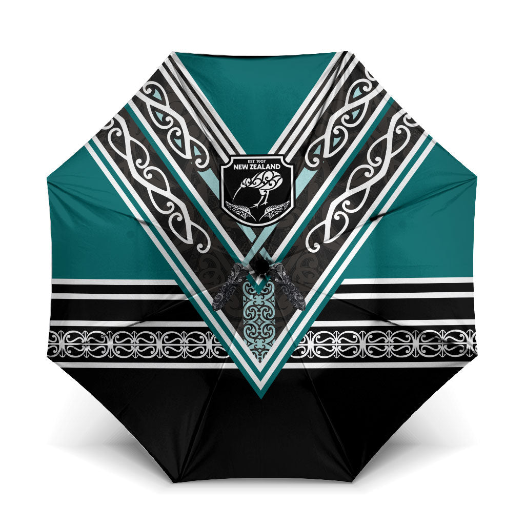 New Zealand Maori Rugby Umbrella Aotearoa Koru Geometric - Oceanic Color