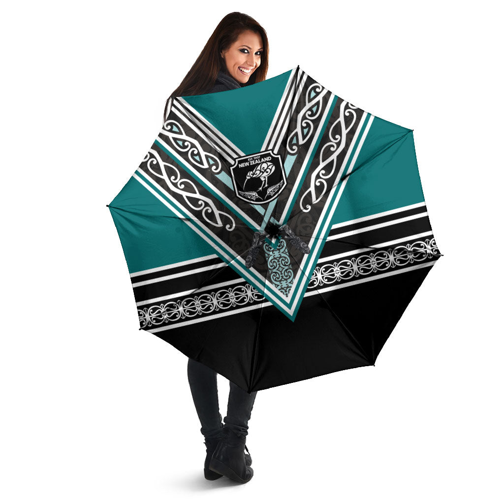 New Zealand Maori Rugby Umbrella Aotearoa Koru Geometric - Oceanic Color
