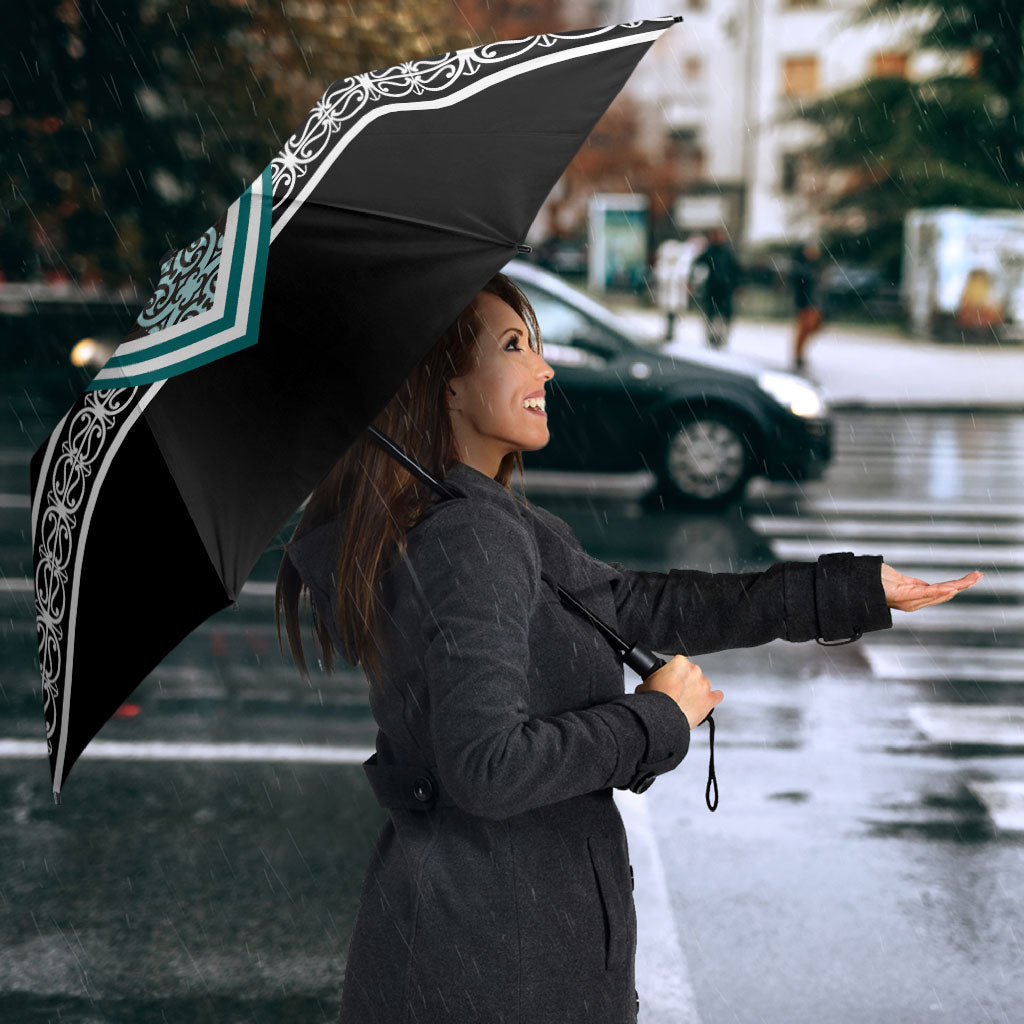 New Zealand Maori Rugby Umbrella Aotearoa Koru Geometric - Oceanic Color