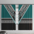 New Zealand Maori Rugby Window Curtain Aotearoa Koru Geometric - Oceanic Color